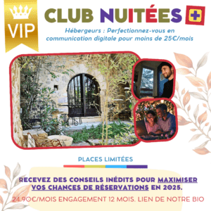 Adhérez au Club 1001 Nuitées + : L'abonnement pour les hébergeurs qui veulent booster leurs chances de résas ! (Pass 12 mois)